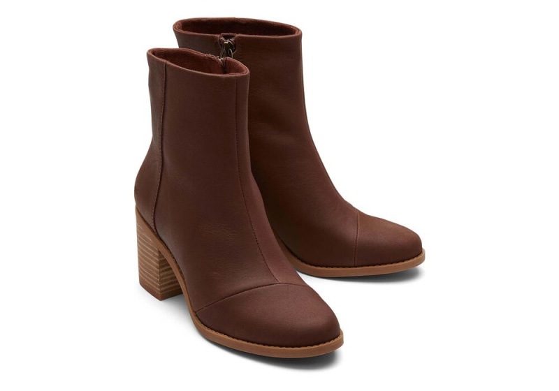 Toms Evelyn Chestnut Lær Hælene Støvler Brune | 3259IYCFW