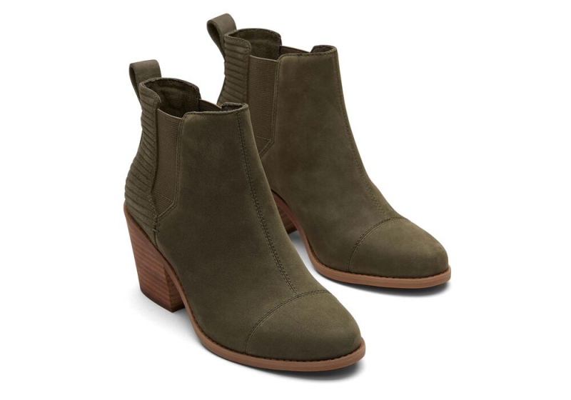 Toms Everly Olive Nubuck Hælene Støvler Olivengrønne | 1879YORPZ