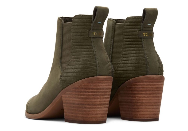 Toms Everly Olive Nubuck Hælene Støvler Olivengrønne | 1879YORPZ