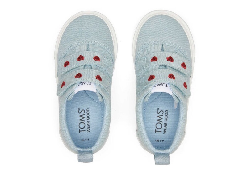 Toms Fenix Denim Hearts Double Reima Toddler Sneakers Blå | 5237OPNLG