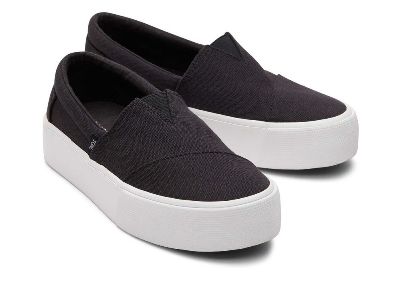 Toms Fenix Platform Canvas Slip On Joggesko Svarte | 1695MQWJI