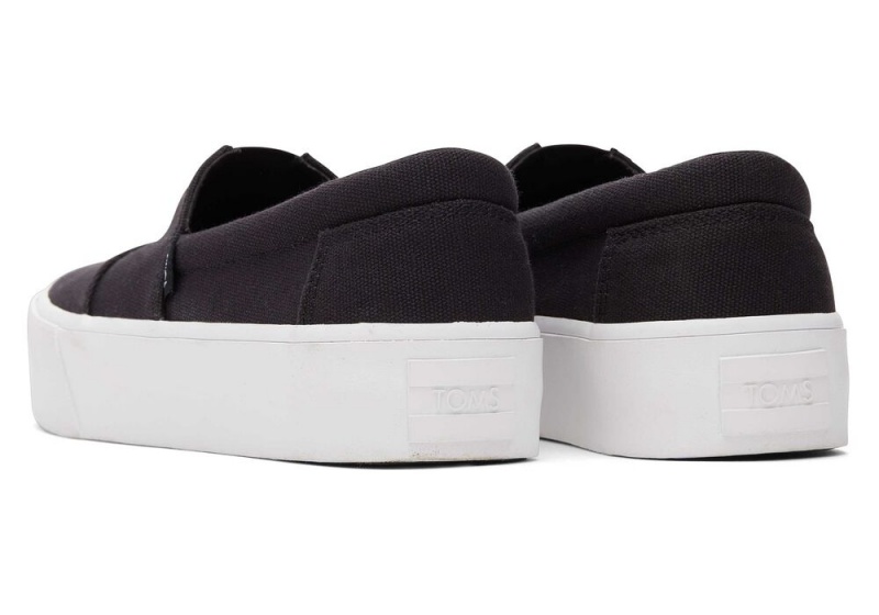 Toms Fenix Platform Canvas Slip On Joggesko Svarte | 1695MQWJI