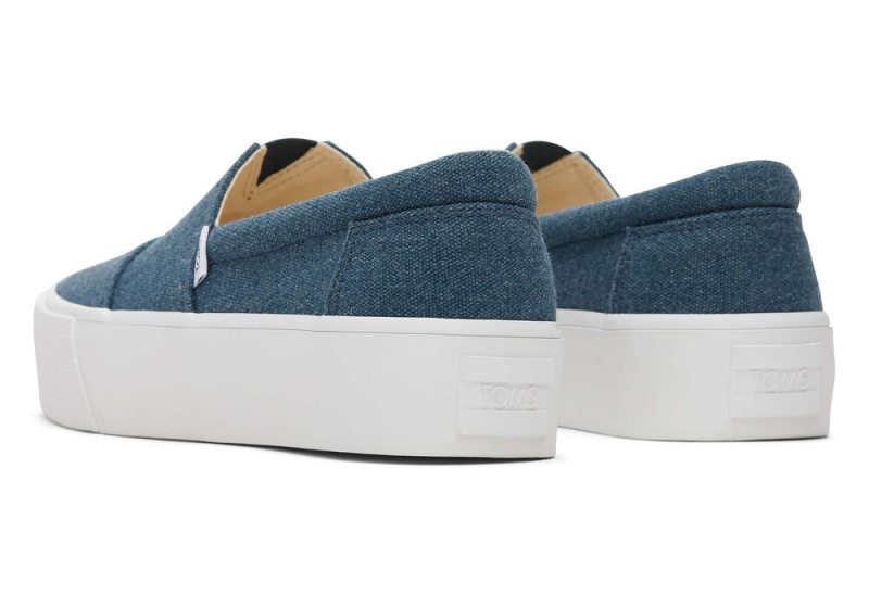 Toms Fenix Platform Canvas Slip On Joggesko Mørke Indigo | 8409MNZHK