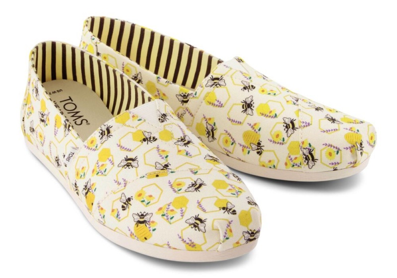 Toms Floral Honeycomb Bees Espadrille Gul | 8576RBAEM