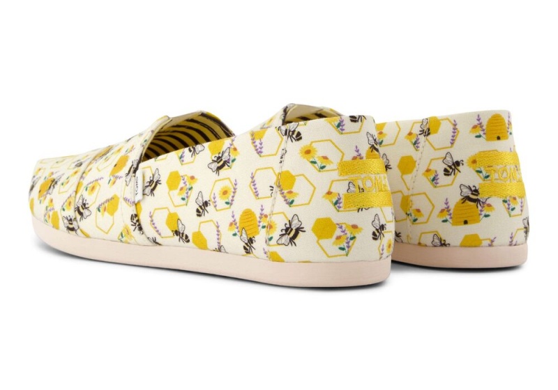 Toms Floral Honeycomb Bees Espadrille Gul | 8576RBAEM