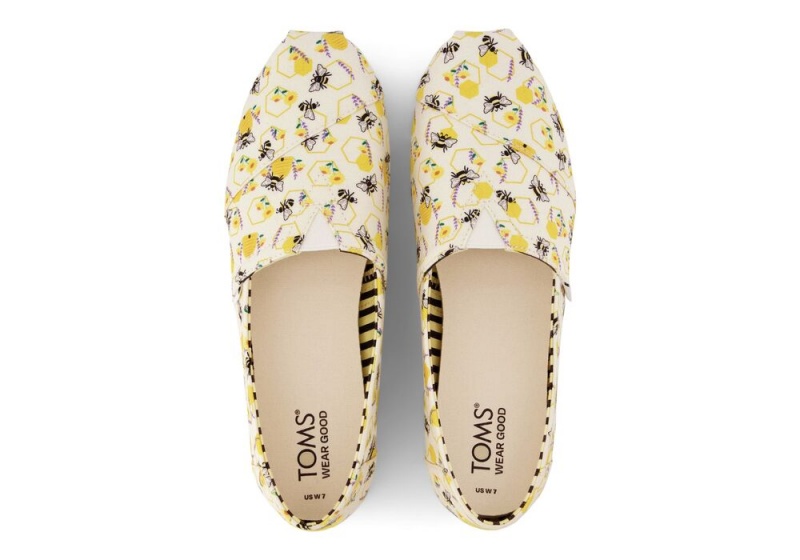 Toms Floral Honeycomb Bees Espadrille Gul | 8576RBAEM