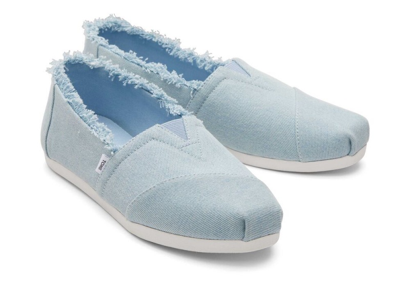 Toms Fringed Washed Denim Espadrille Blå | 1647ISPCM