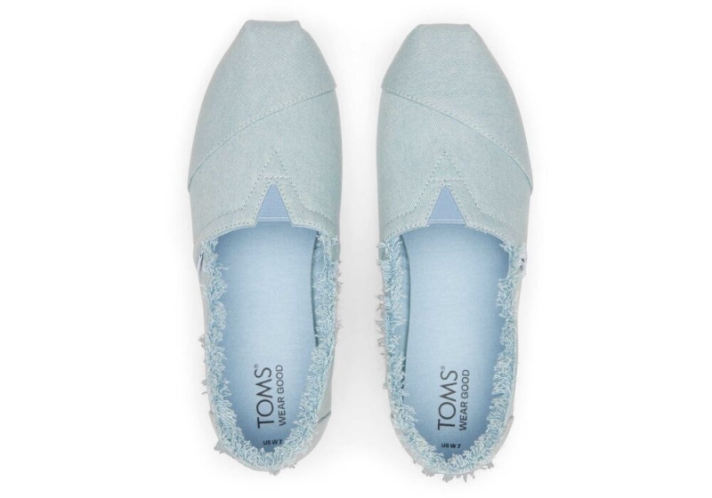 Toms Fringed Washed Denim Espadrille Blå | 1647ISPCM