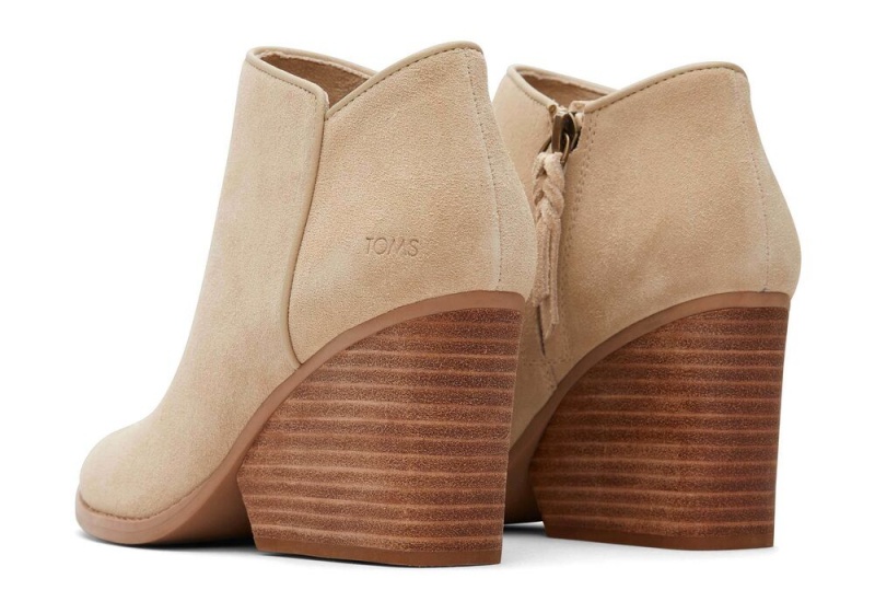 Toms Hadley Semsket Skinn Hælene Støvler Beige | 2394ZSTQR