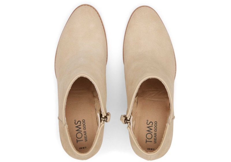 Toms Hadley Semsket Skinn Hælene Støvler Beige | 2394ZSTQR