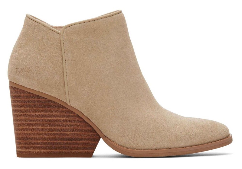 Toms Hadley Semsket Skinn Hælene Støvler Beige | 2394ZSTQR