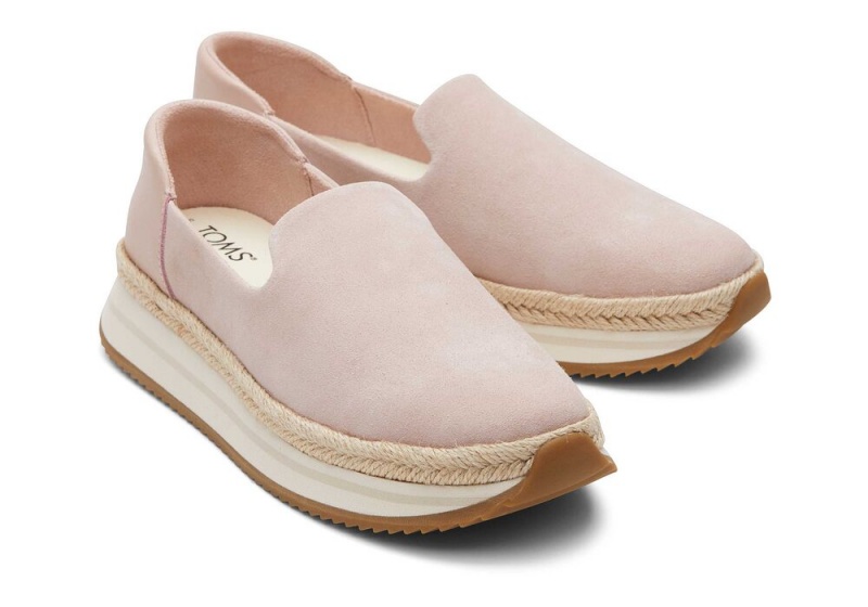 Toms Jocelyn Semsket Skinn Espadrille Rosa | 0892JMXZY