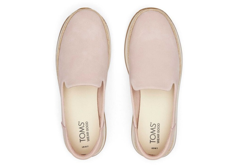 Toms Jocelyn Semsket Skinn Espadrille Rosa | 0892JMXZY