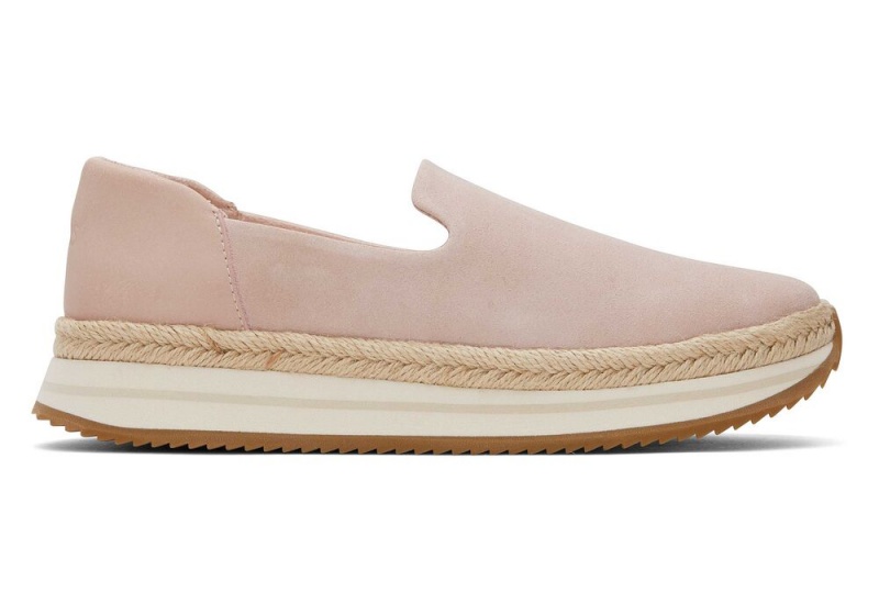 Toms Jocelyn Semsket Skinn Espadrille Rosa | 0892JMXZY