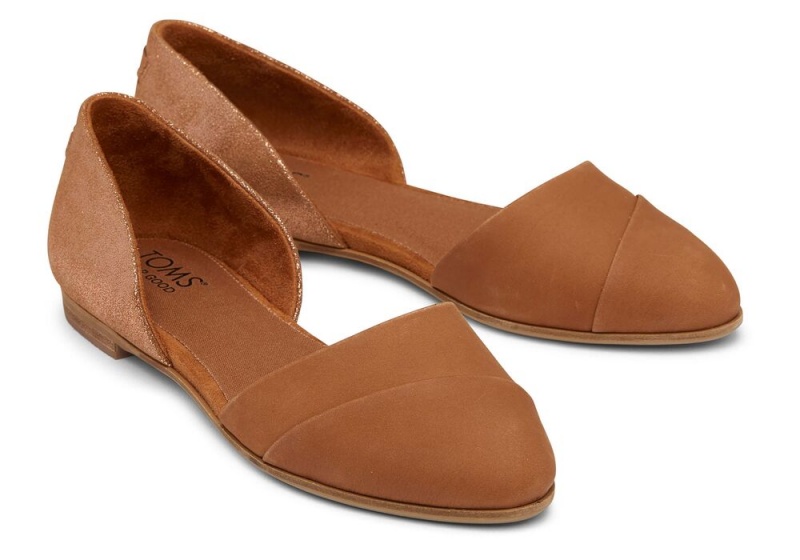 Toms Jutti D'Orsay Tan Lær Flate Sko Brune | 6251WJQBP