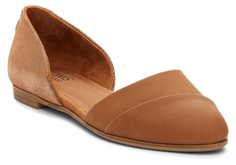 Toms Jutti D'Orsay Tan Lær Flate Sko Brune | 6251WJQBP