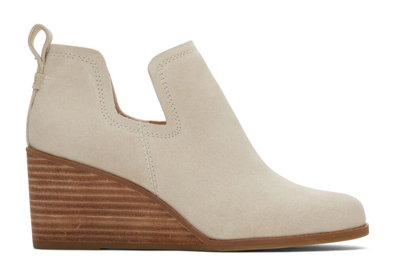 Toms Kallie Beige Semsket Skinn Wedge Støvler Beige | 7918CPGMZ