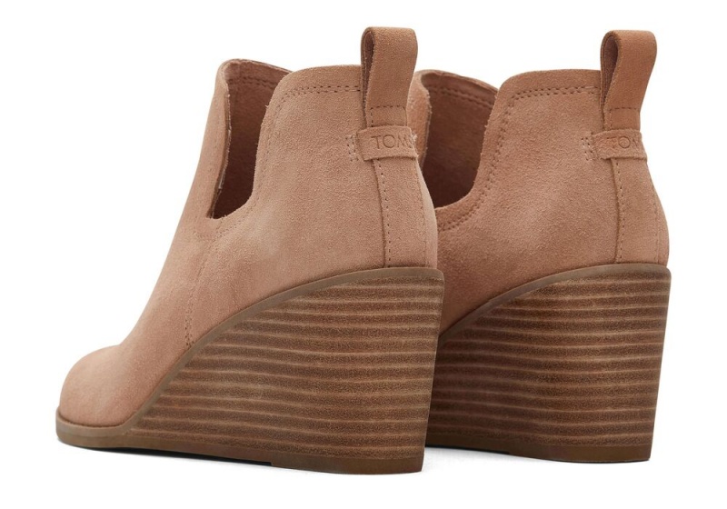 Toms Kallie Semsket Skinn Wedge Støvler Brune | 2945ZUPHC