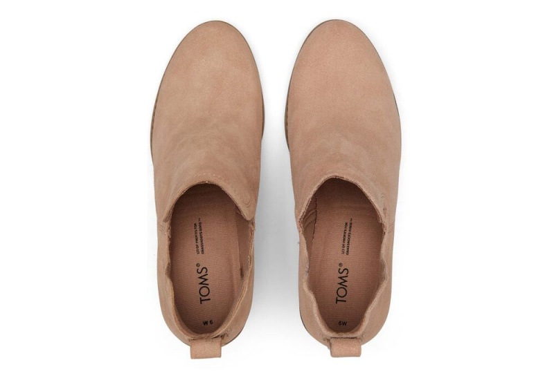 Toms Kallie Semsket Skinn Wedge Støvler Brune | 2945ZUPHC