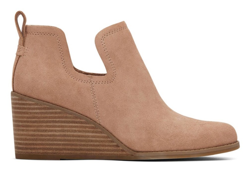 Toms Kallie Semsket Skinn Wedge Støvler Brune | 2945ZUPHC