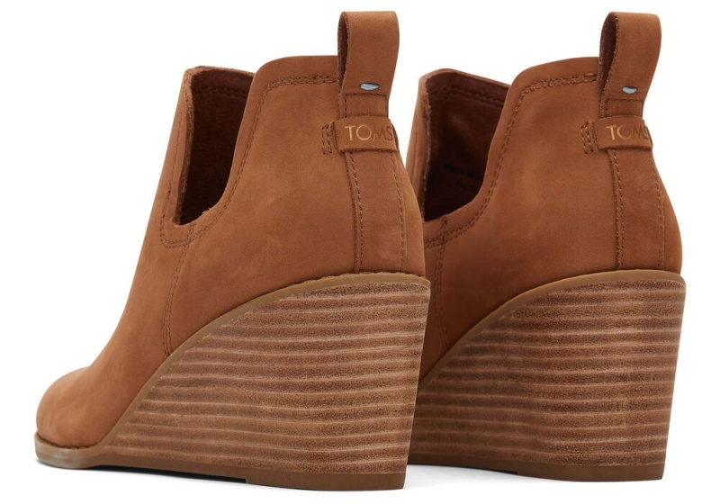 Toms Kallie Tan Lær Wedge Støvler Brune | 5364ZGFLM