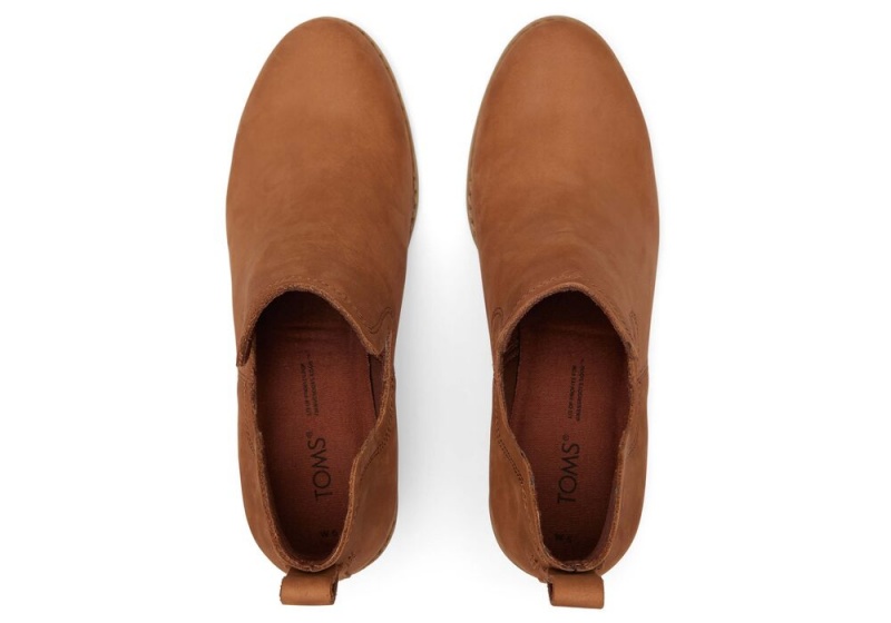 Toms Kallie Tan Lær Wedge Støvler Brune | 5364ZGFLM