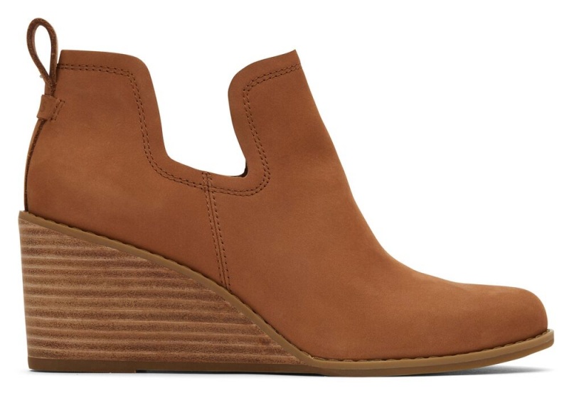 Toms Kallie Tan Lær Wedge Støvler Brune | 5364ZGFLM