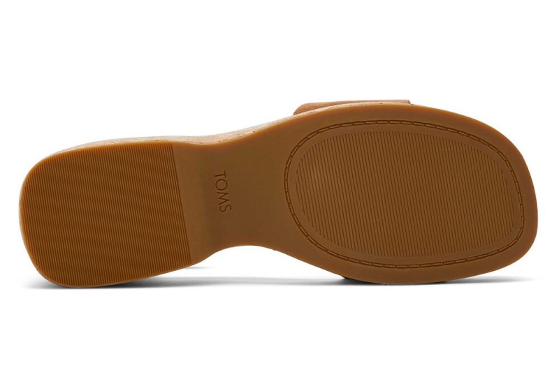 Toms Laila Tan Semsket Skinn Platform Cork Platåsandaler Brune | 3250GVRWC