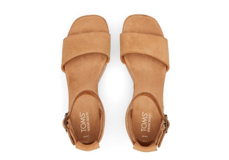 Toms Laila Tan Semsket Skinn Platform Cork Platåsandaler Brune | 3250GVRWC