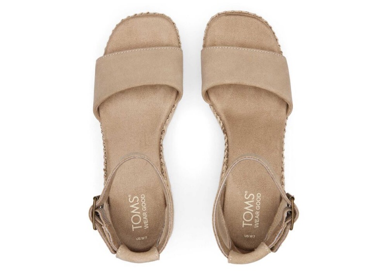 Toms Laila Taupe Semsket Skinn Platåsandaler Sølv | 1487FXEDA