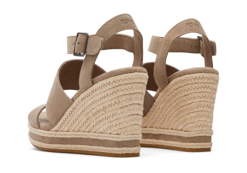 Toms Madelyn Taupe Semsket Skinn Kile Sandaler Sølv | 9473IGMYC