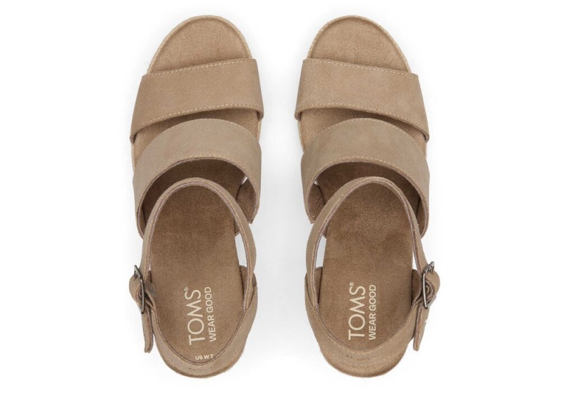 Toms Madelyn Taupe Semsket Skinn Kile Sandaler Sølv | 9473IGMYC