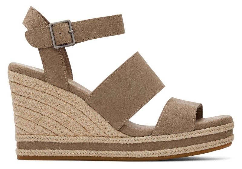 Toms Madelyn Taupe Semsket Skinn Kile Sandaler Sølv | 9473IGMYC