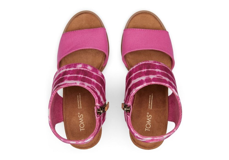 Toms Majorca Cutout Sandaler med Hæl Fuchsia Rosa | 3678MRVIC