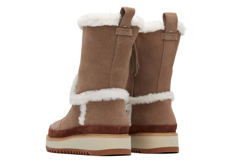 Toms Makenna Taupe Vann Resistant Faux Fur Støvler Grå Brune Grå | 6457FJHLA