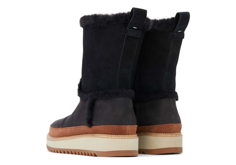 Toms Makenna Vann Resistant Faux Fur Støvler Svarte | 8706GCBXK