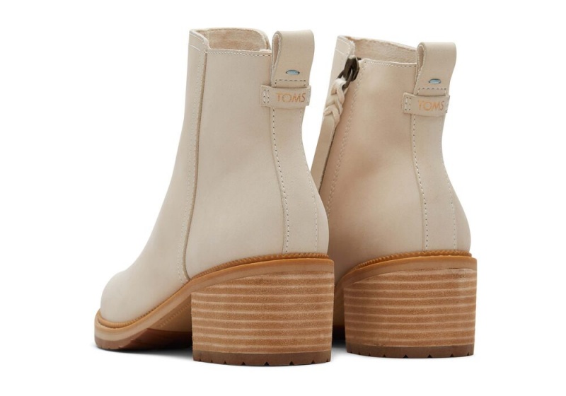 Toms Marina Beige Lær Hælene Støvler Beige | 7215GVALQ