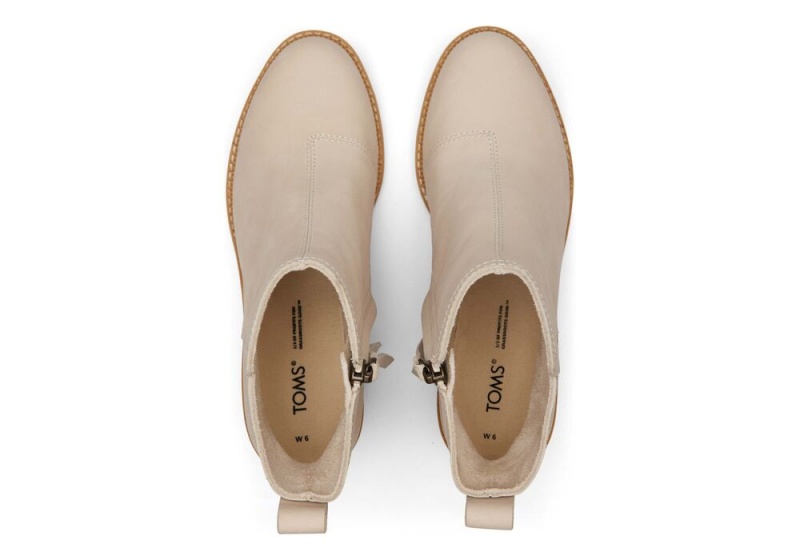 Toms Marina Beige Lær Hælene Støvler Beige | 7215GVALQ