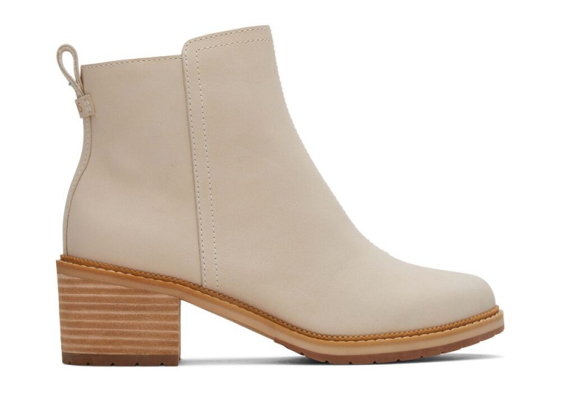 Toms Marina Beige Lær Hælene Støvler Beige | 7215GVALQ