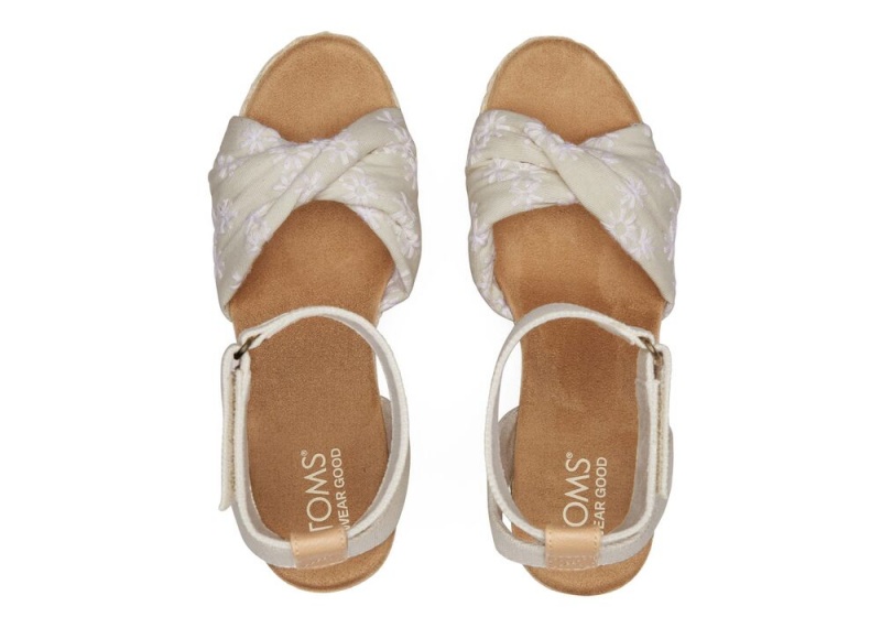 Toms Marisela Floral Embroidered Kile Sandaler Beige | 1805EVFJU