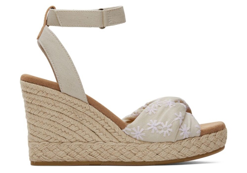 Toms Marisela Floral Embroidered Kile Sandaler Beige | 1805EVFJU