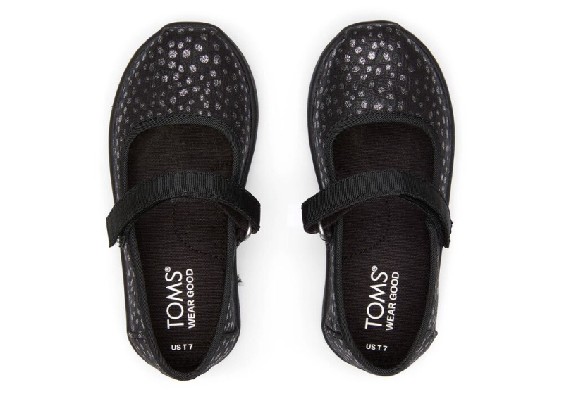 Toms Mary Jane Foil Toddler Shoe Slip On Joggesko Svarte | 7180IRDTJ