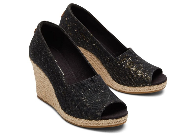 Toms Michelle Wedge Svarte Metal Beige | 8542OLEBK