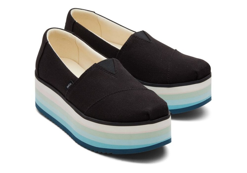 Toms Platform Espadrille Svarte | 3107DGBCR