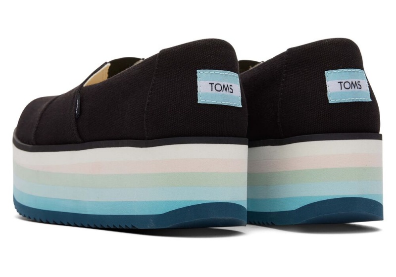 Toms Platform Espadrille Svarte | 3107DGBCR