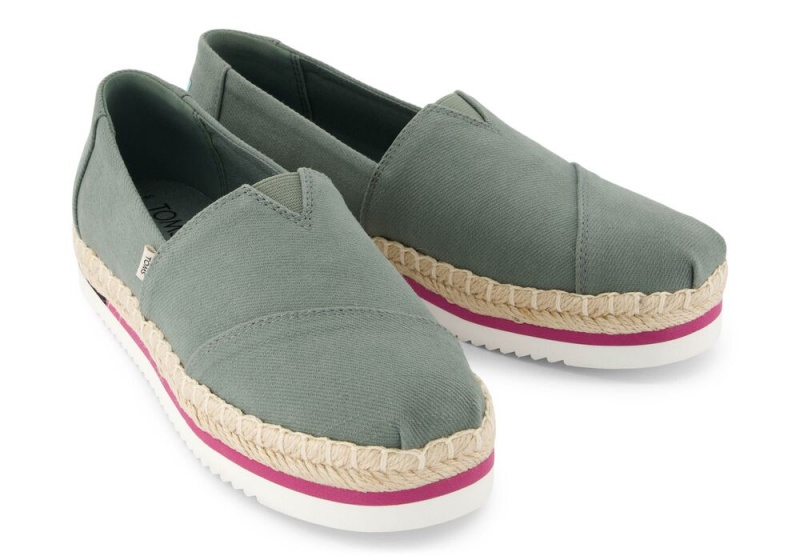 Toms Platform Rope Olive Espadrille Grønn | 9630YLEDS