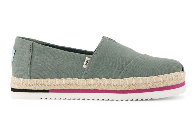 Toms Platform Rope Olive Espadrille Grønn | 9630YLEDS