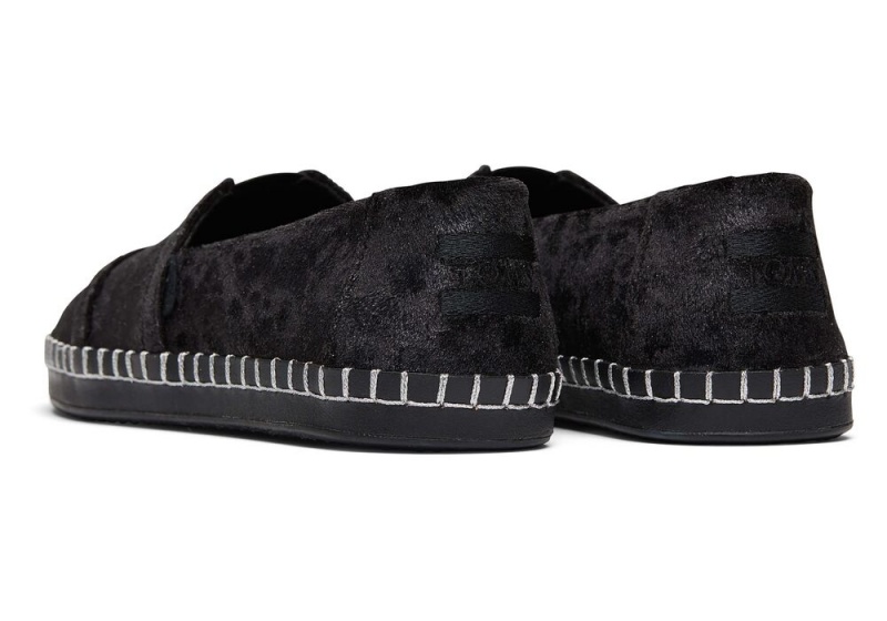 Toms Plush Foil Lær Wrap Espadrille Svarte | 7635HZEXY