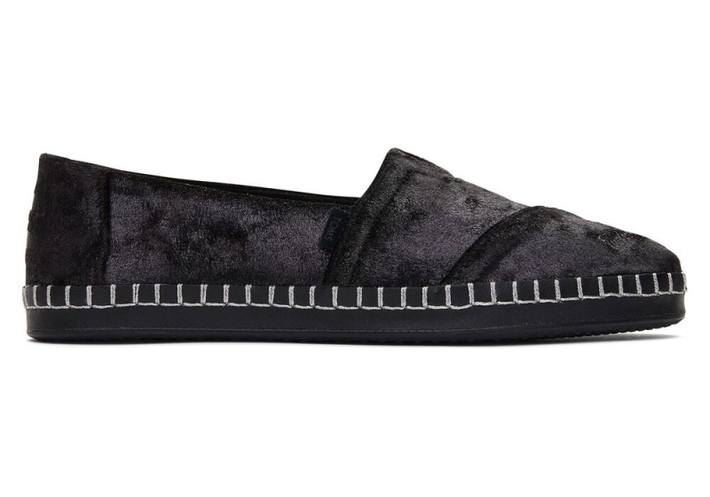 Toms Plush Foil Lær Wrap Espadrille Svarte | 7635HZEXY