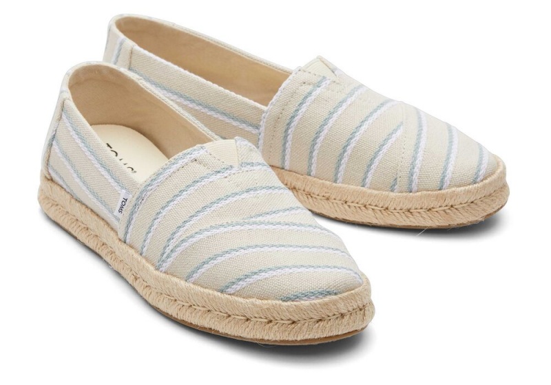 Toms Rope 2.0 Stripes Espadrille Svarte | 9560UACJZ